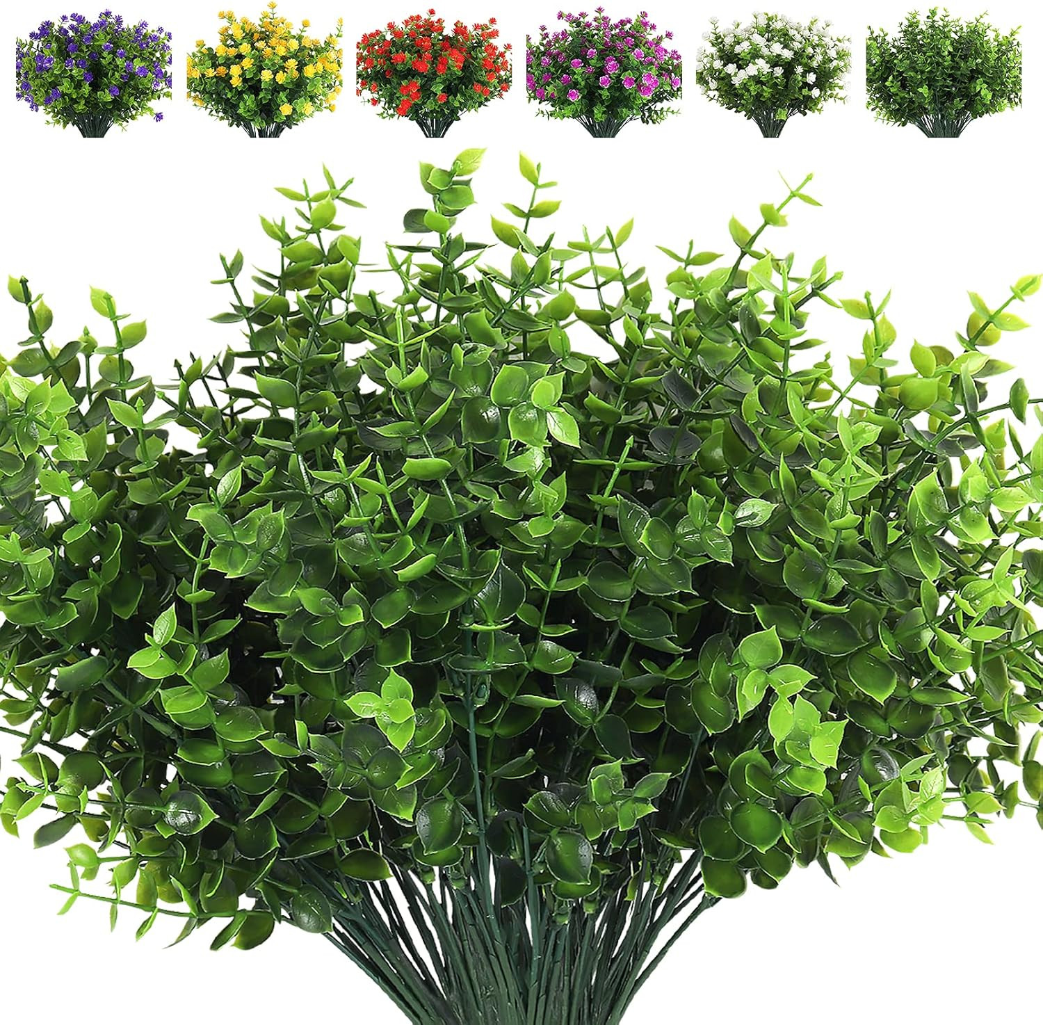 8 Bundles Artificial Eucalyptus Artificial Grasses Fake Greenery Boxwood Stems F