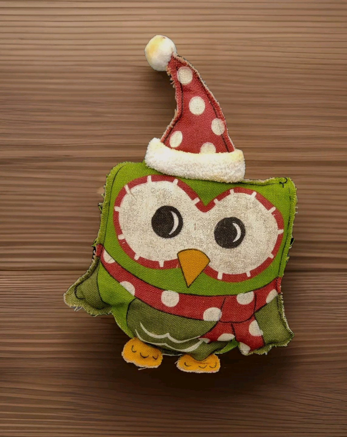 Burlap Christmas Owl Door hanger Xmas Decoration Hand Painted 21″x12″ Big