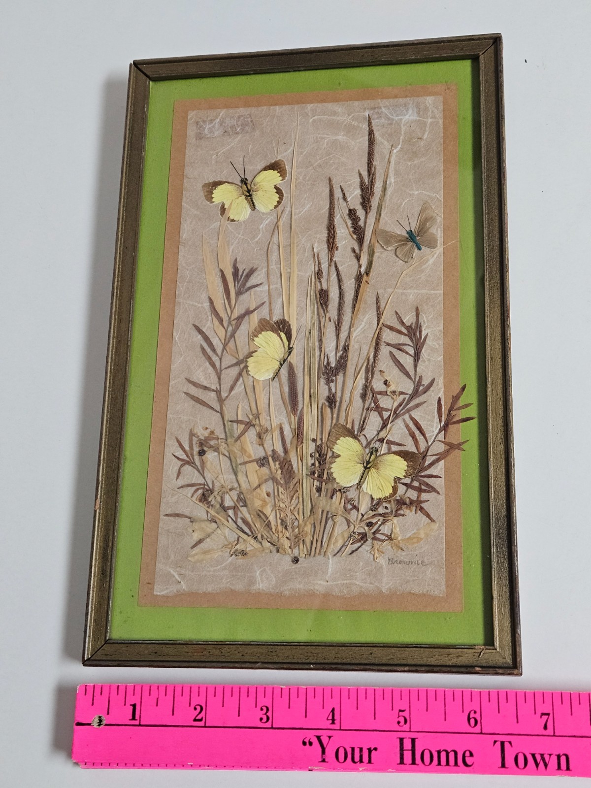 2 Vintage HENRIETTA BROWNIE STRONG Flowers BUTTERFLIES frame YORKTOWN HEIGHTS NY