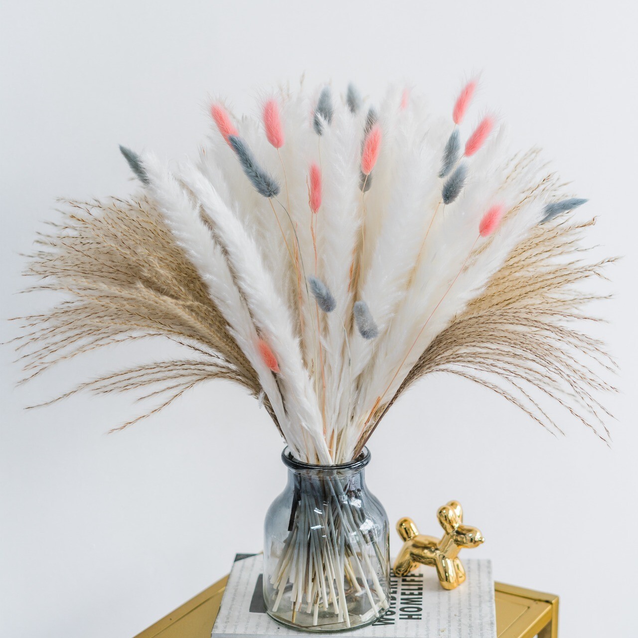 80 Pcs Natural Dried Pampas Grass Decor 17In for Mixed Floral Arrangement