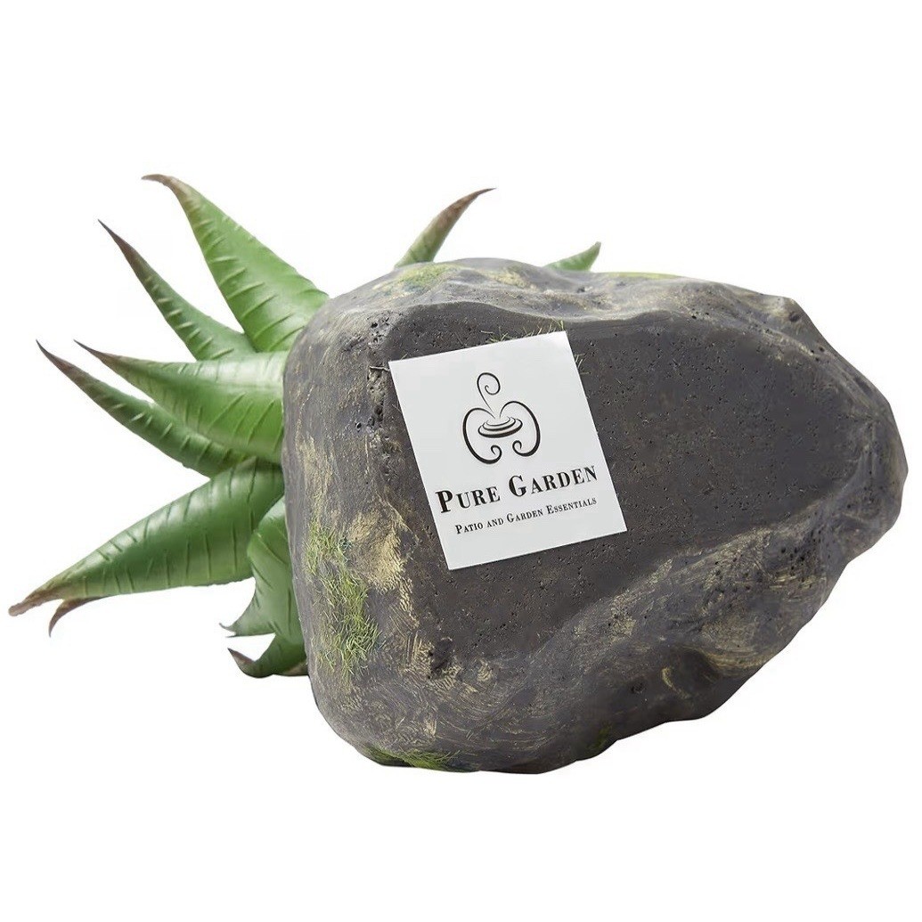 Pure Garden Artificial Succulent Plant Set 3 Piece Faux Stone Pots 50-LG1123