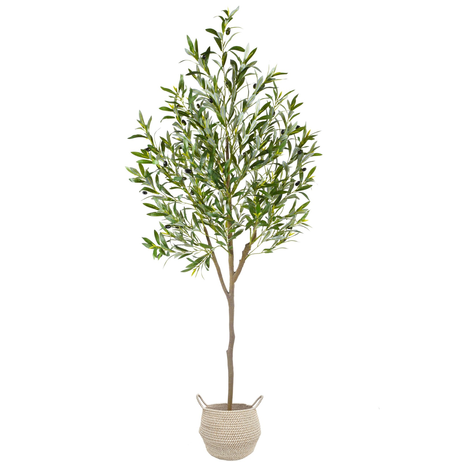 Artificial Olive Tree, 6ft Tall Fake Olive Leaves Plant with Basket, Indoor O…