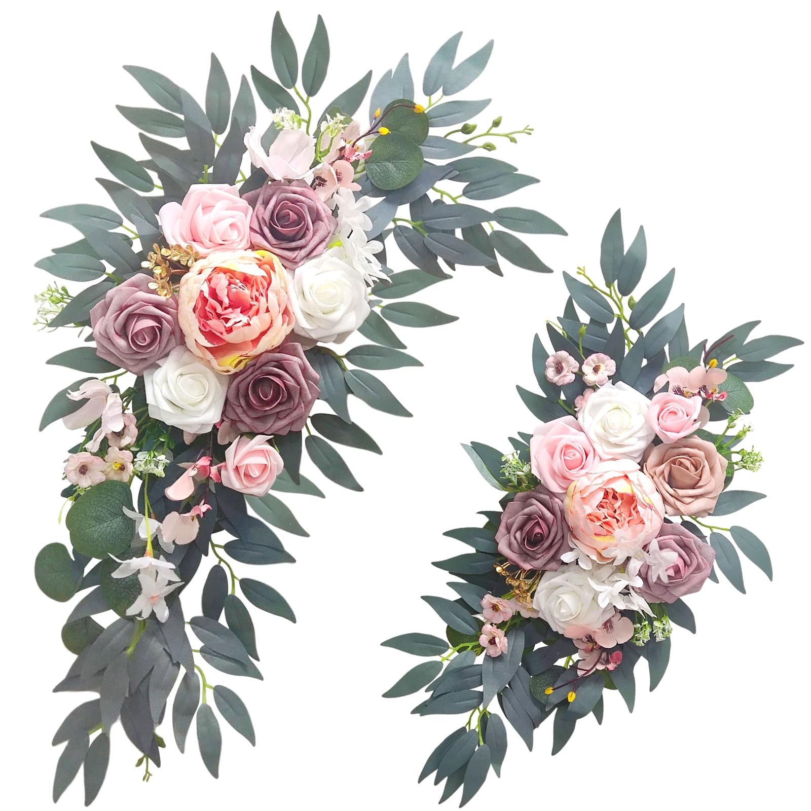 2 Pack Wedding Arch Flowers Artificial Dusty Rose Floral Decor Ceremony Pink