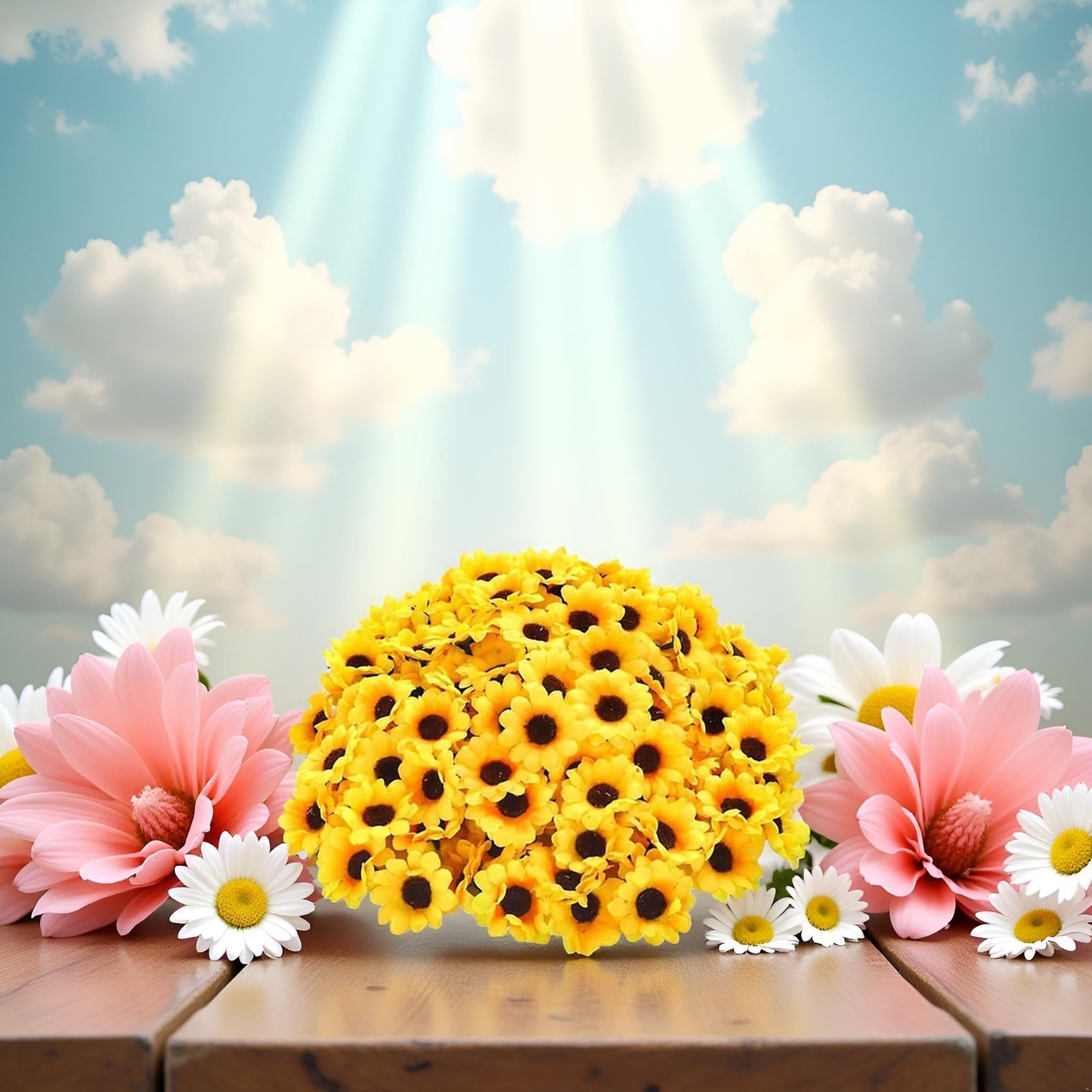 Sunflowers Artificial Flower Heads 100 PCS Yellow Mini Fake Fabric Craft Decor