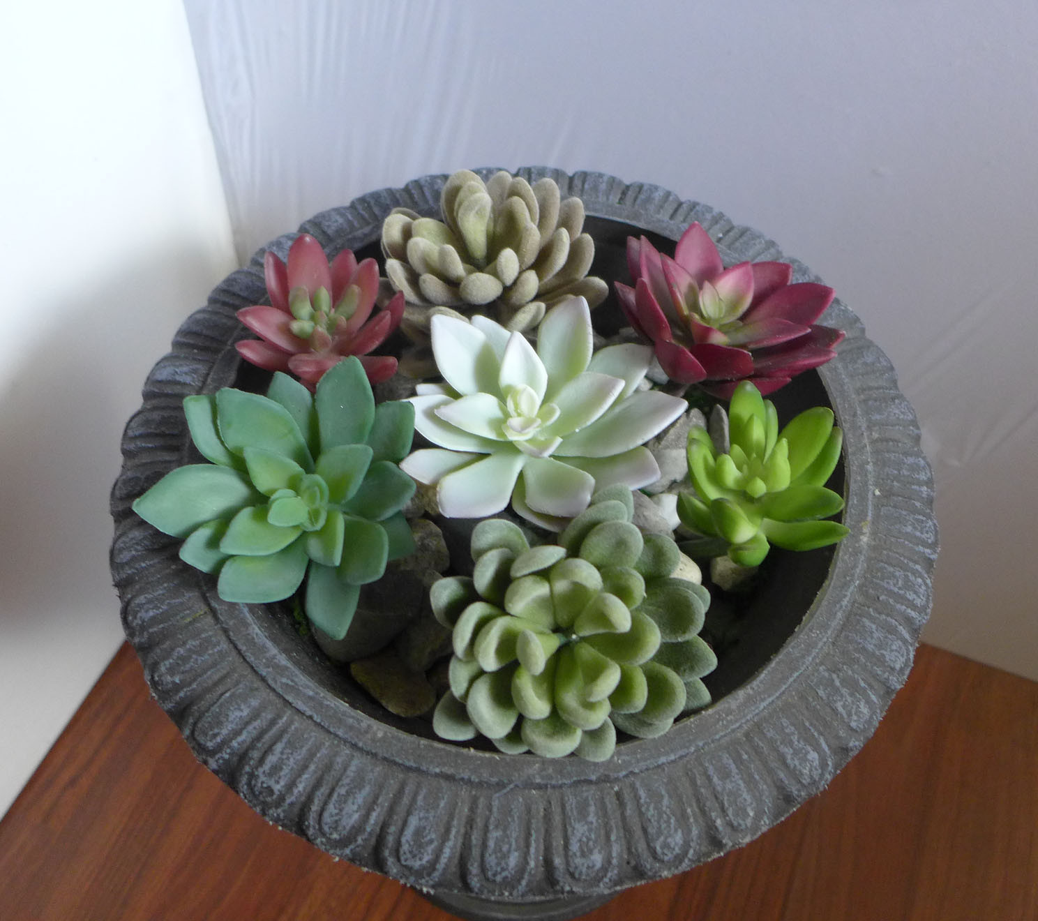 7 Mix Plants Artificial Succulent Snowball And Lotus Flower Grass