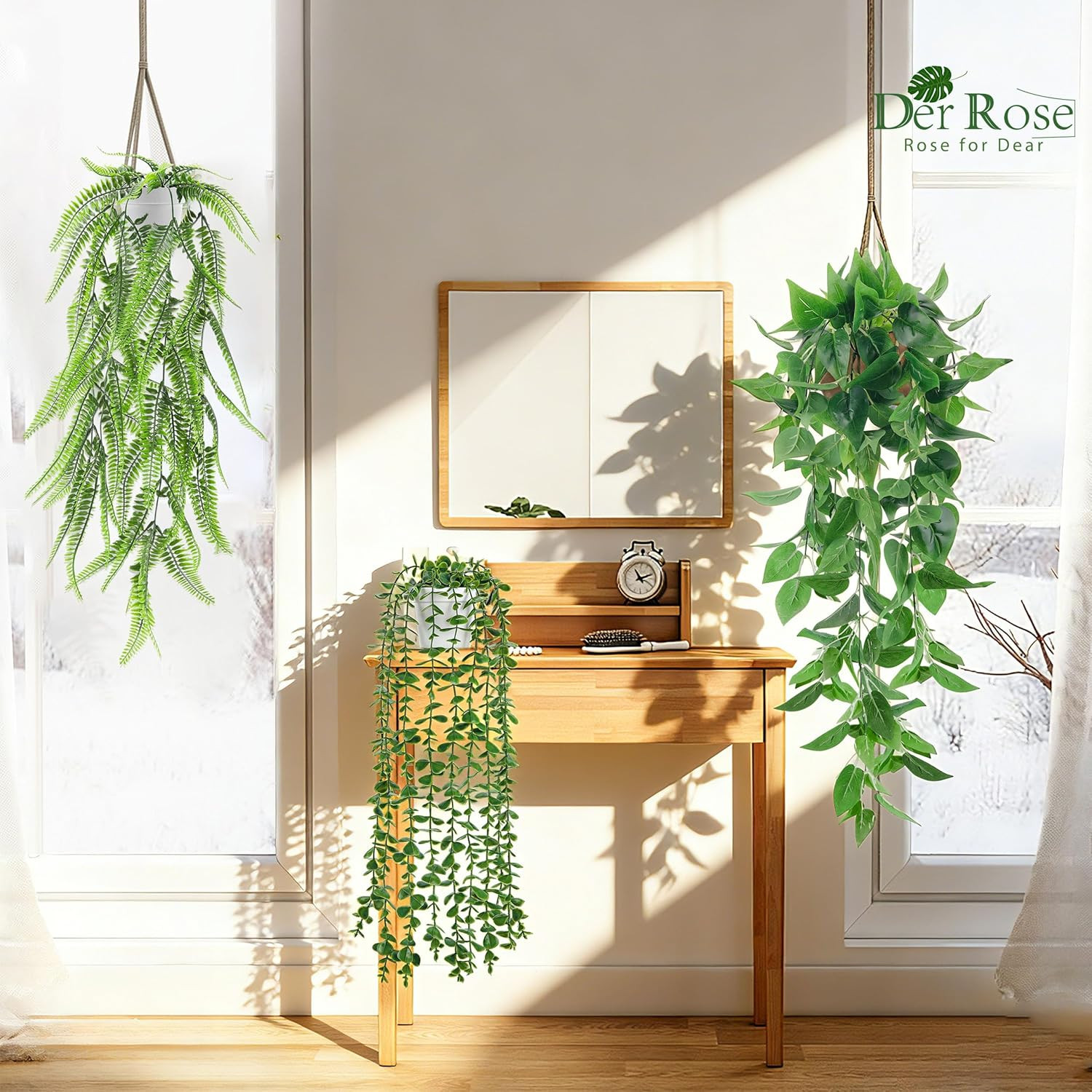 4Pcs Fake Plants Hanging Artificial Ivy Vine Faux Eucalyptus Hanging Plants, Bos