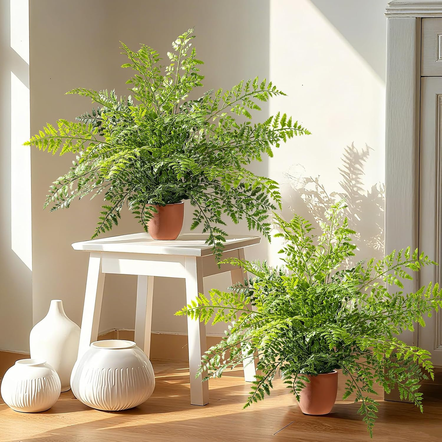 2 Pack Artificial Fern Plants in Pots Artificial Boston Ferns Potted Plants Faux