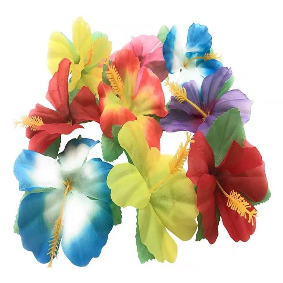 36 Pcs Artificial Hibiscus Flowers Faux Tropical Decor for Parties and Home Deco