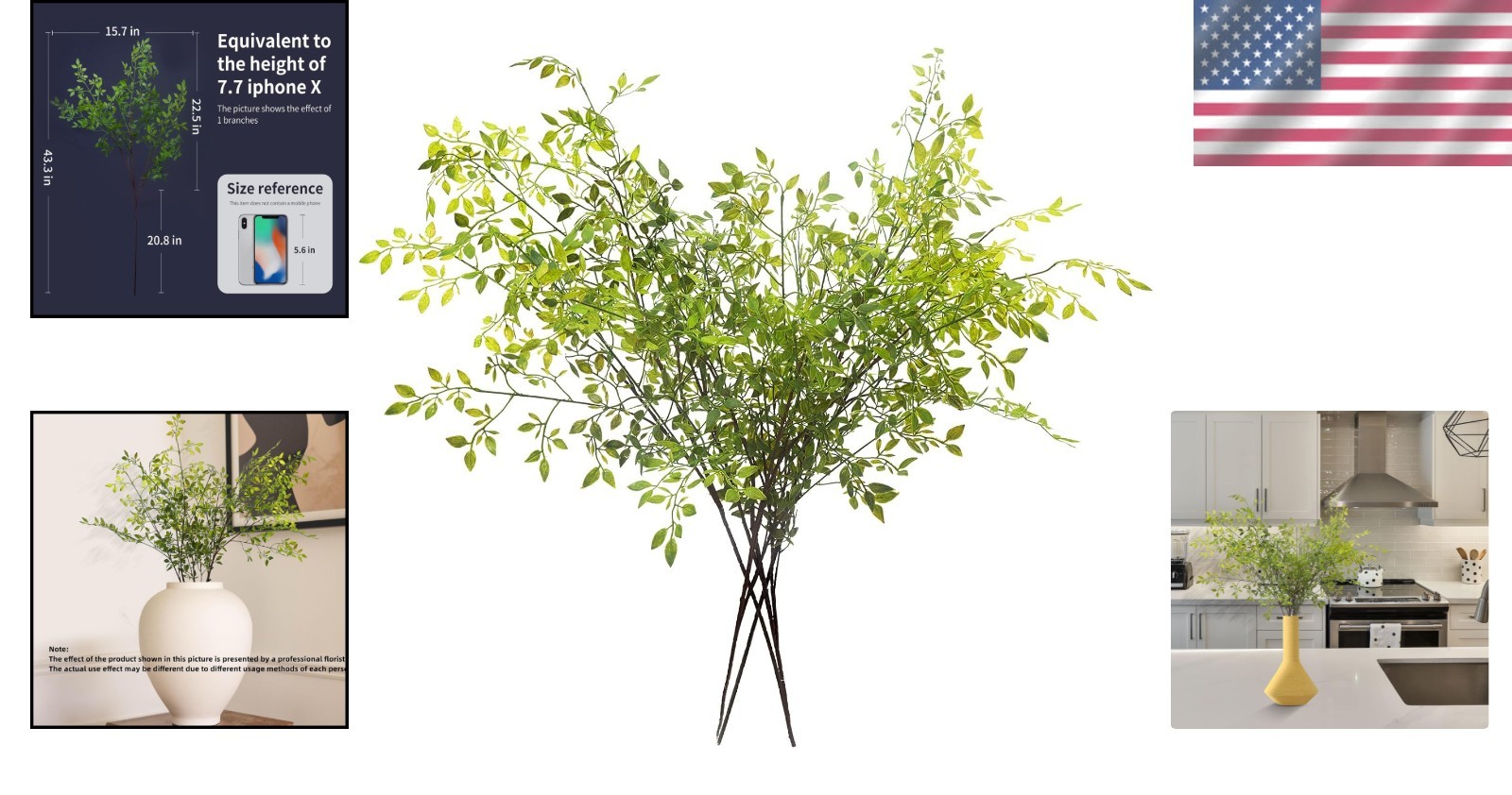 Elegant 4PCS 43.3″ Faux Nandina Branches – Ideal for Home and Office Décor