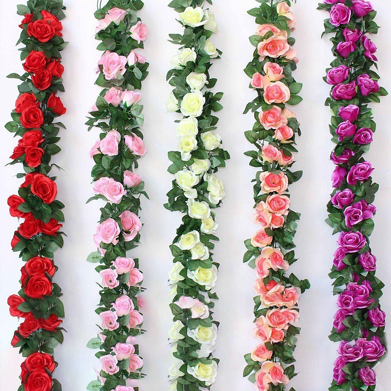 Artificial Rose Garland For Weddings Festivals Parties Home Decorations 2.2m