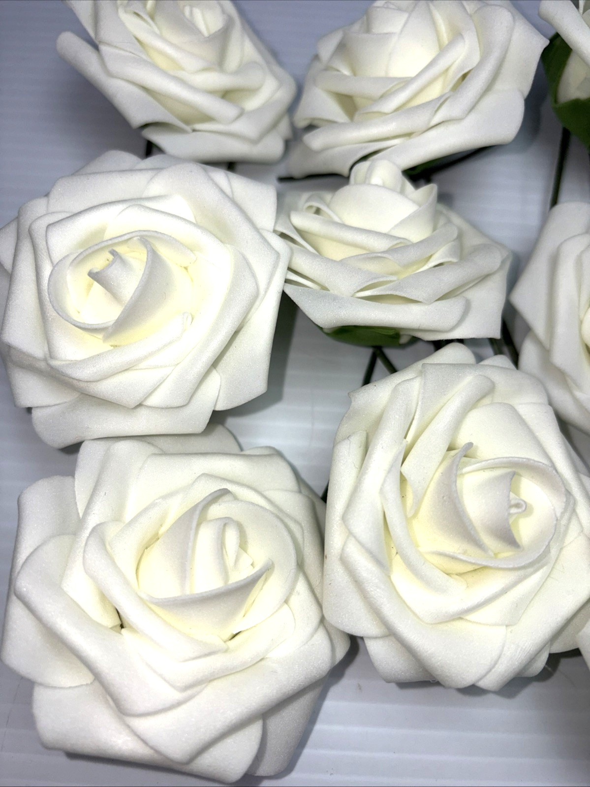 12 Pcs Artificial Flowers Off-White Rose Heads Feels like velvet/suede
