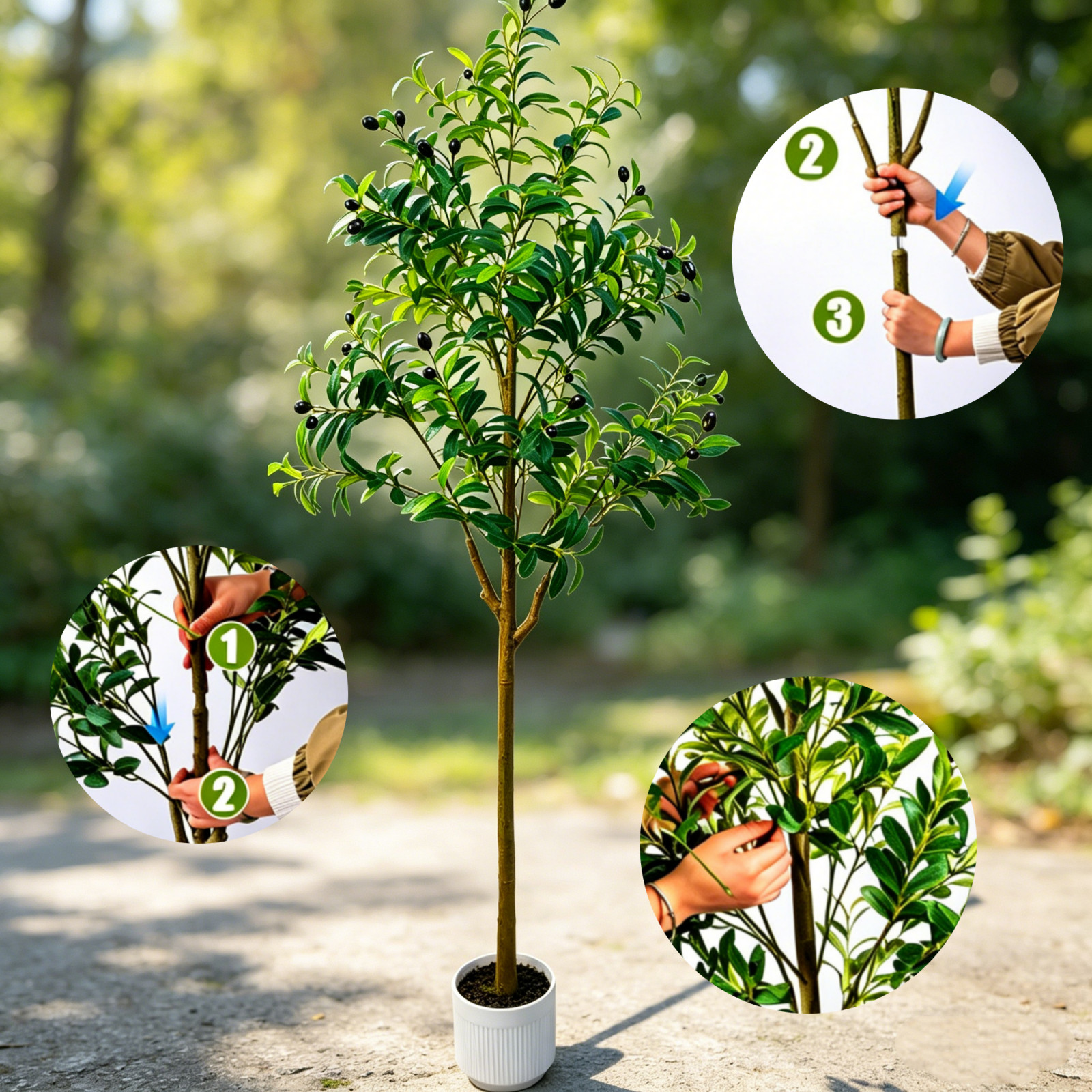 5Ft Faux Olive Tree Polymer Leaves For Living Room Entryway Decor Outdoor NEW