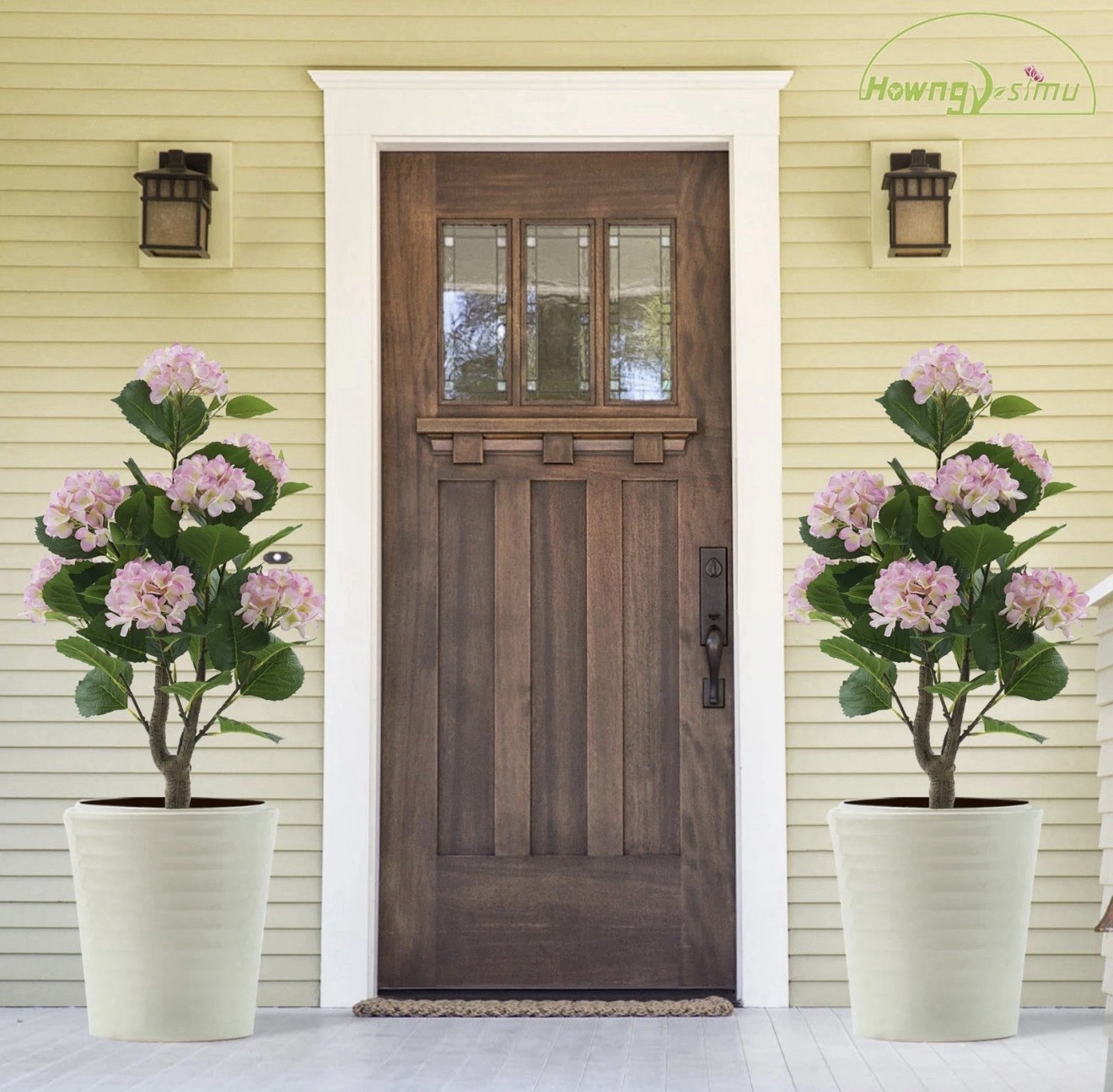 Artificial Hydrangea Tree 2 Pack, 3FT Faux Hydrangea Plant in Pot with Pink F…