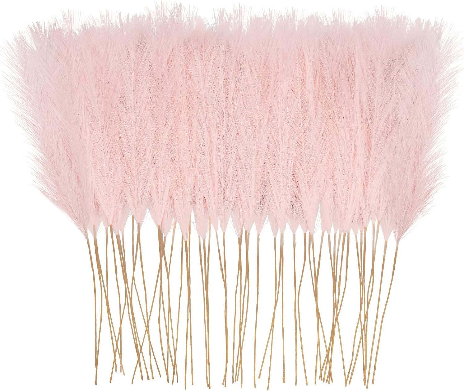 50Pcs Pink Faux Pampas Grass Decor, 21.6″ Short Artificial Floral Branches Vase