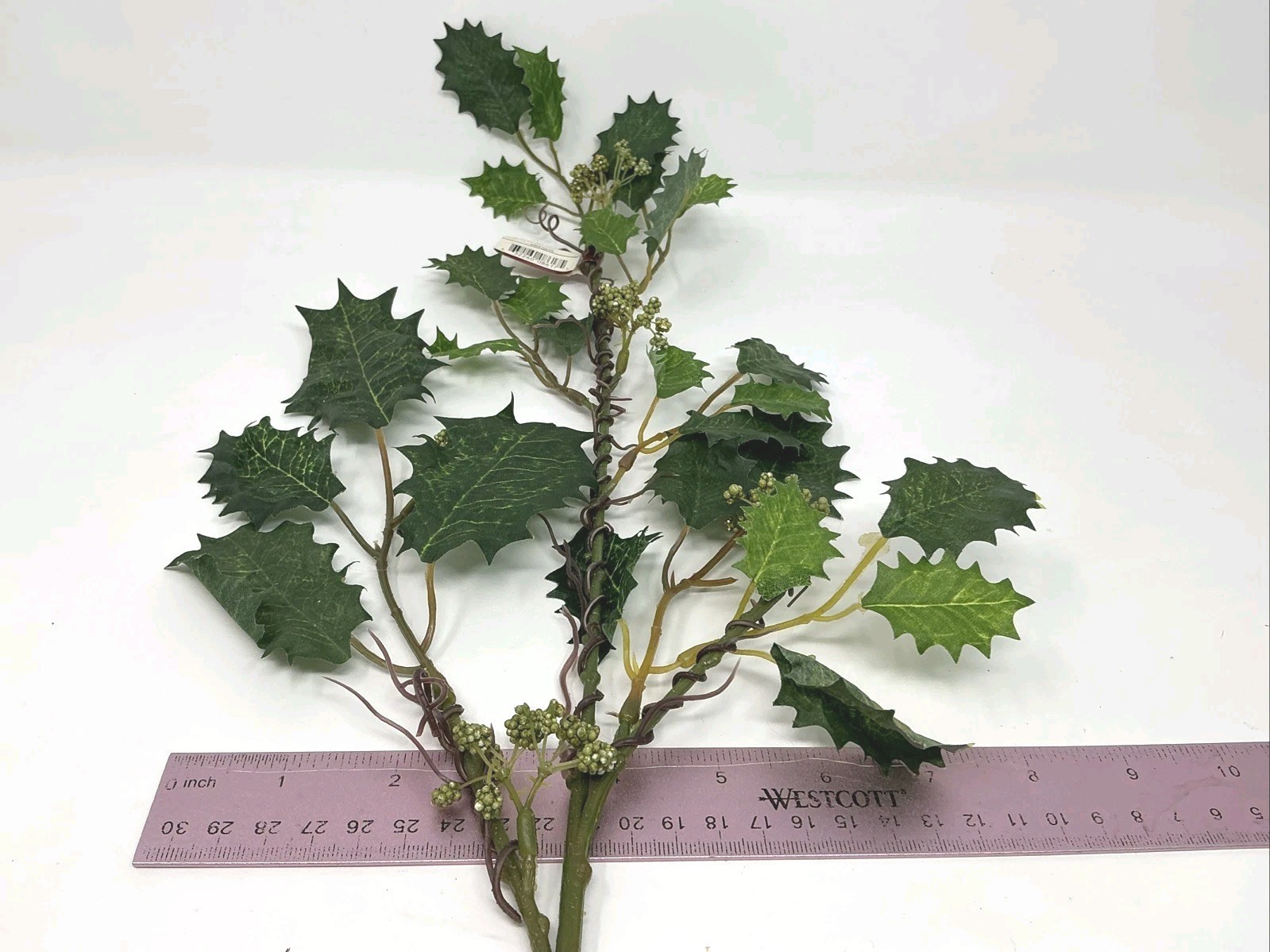 Holly Leaf Floral Pick w Green Berries 22” Vase Basket Filler 2 Picks Artificial