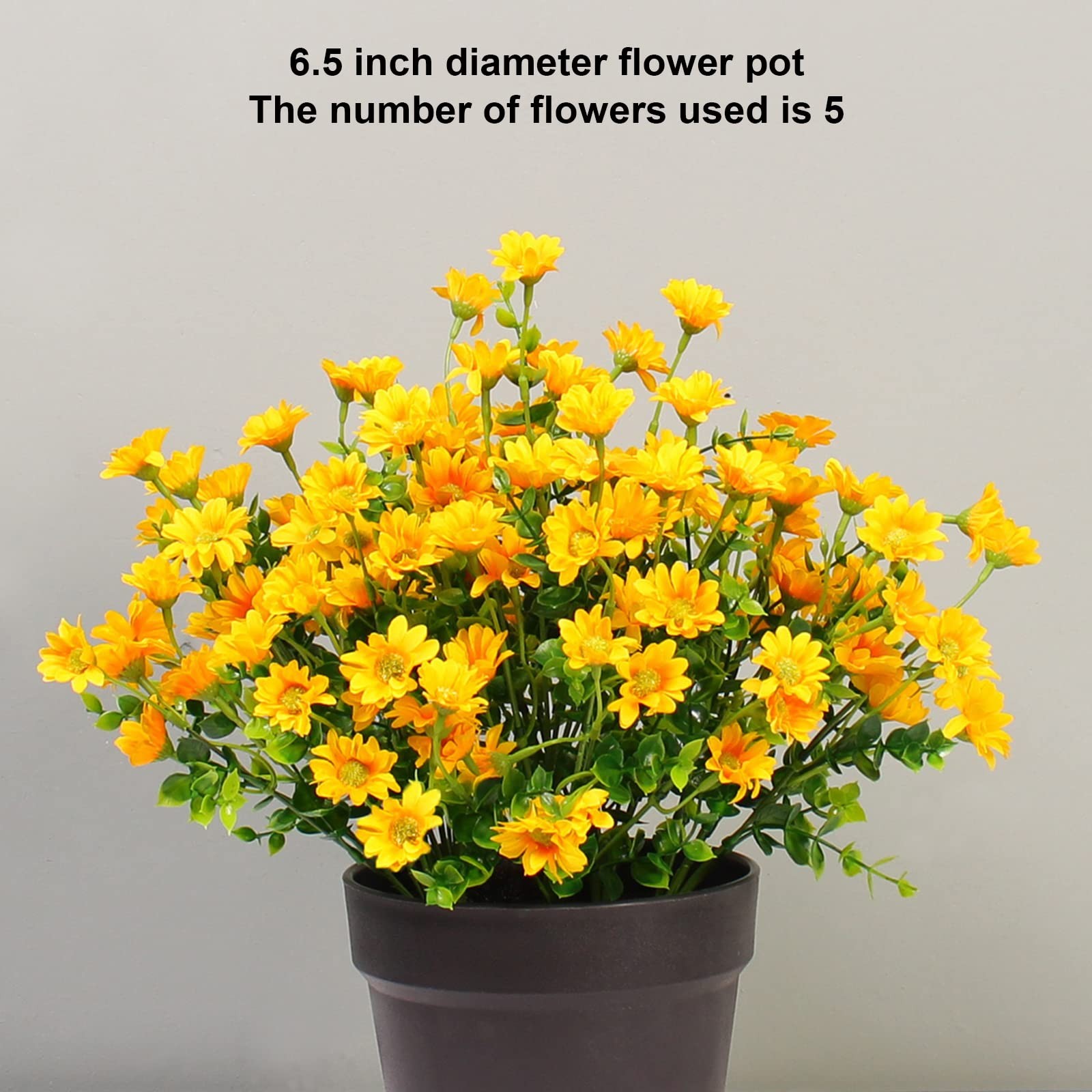 Fake Flowers Yellow Flowers for Spring Summer Decor – 8 Bundles Outdoor Chris…