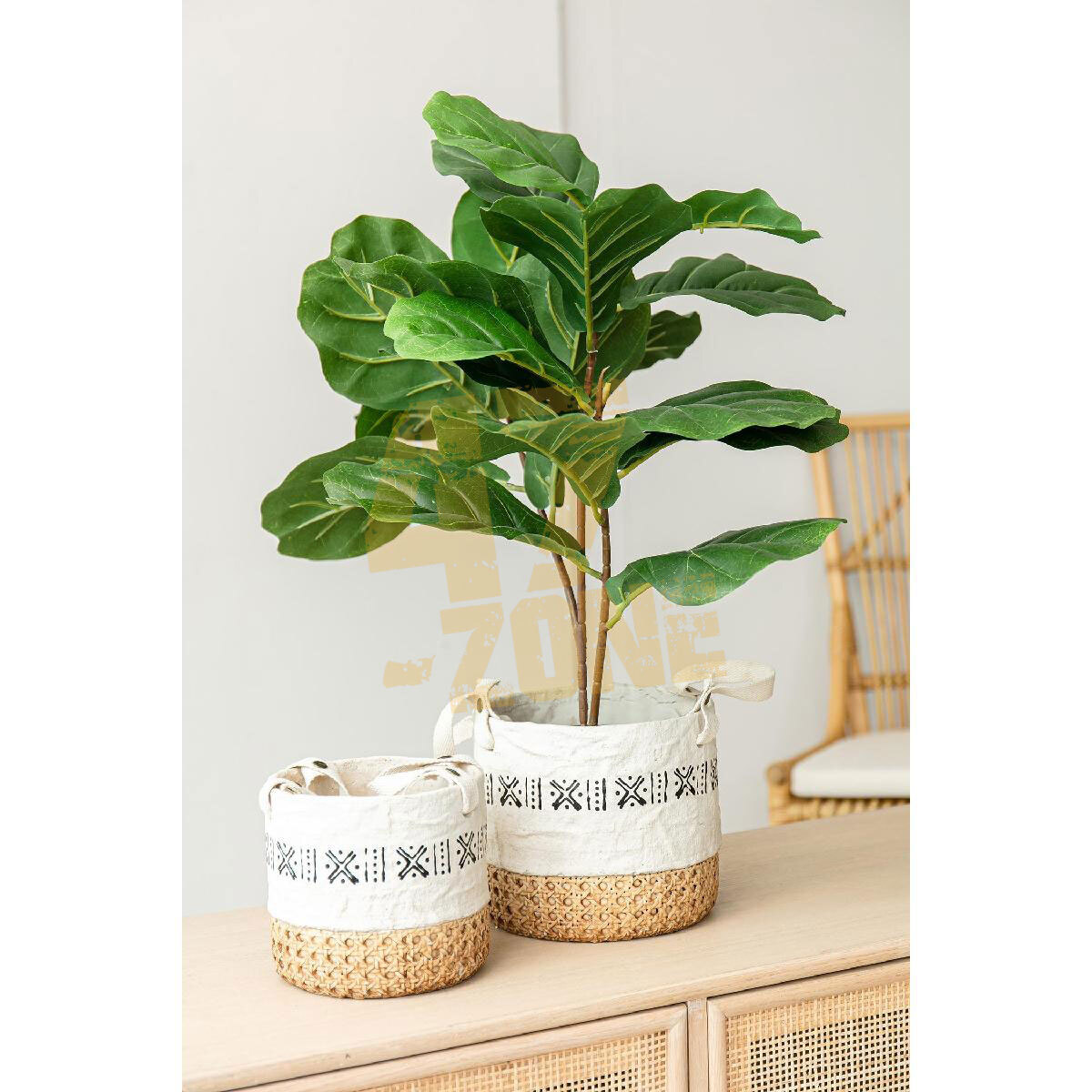Faux Potted Fiddle Leaf Fig Tree Green Black Artifical Garden Indoor Outdoor