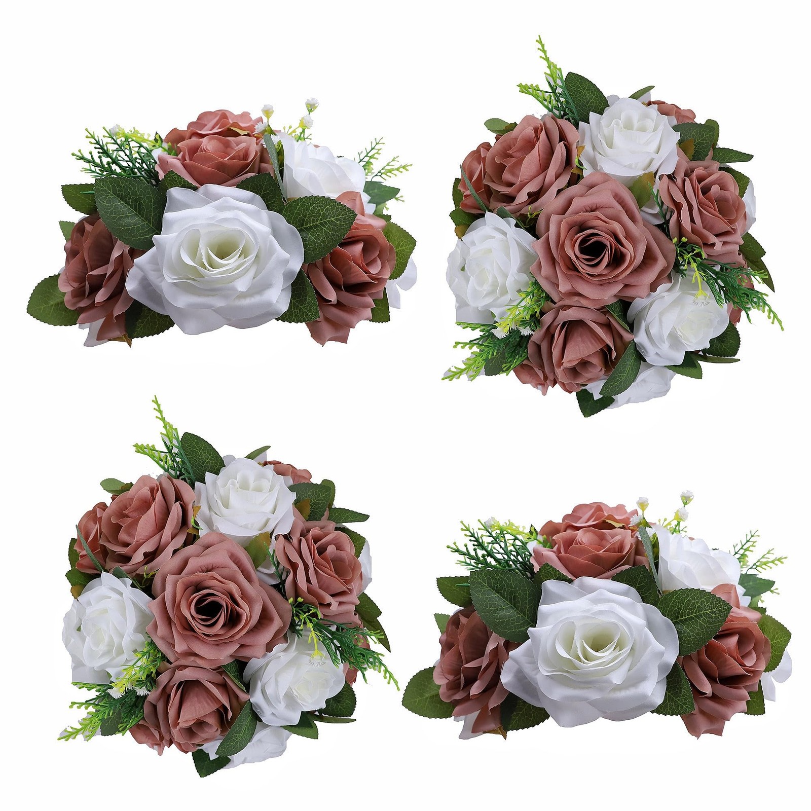 4 PCS Artificial Flowers Ball Dusty Rose White Wedding Table Centerpiece