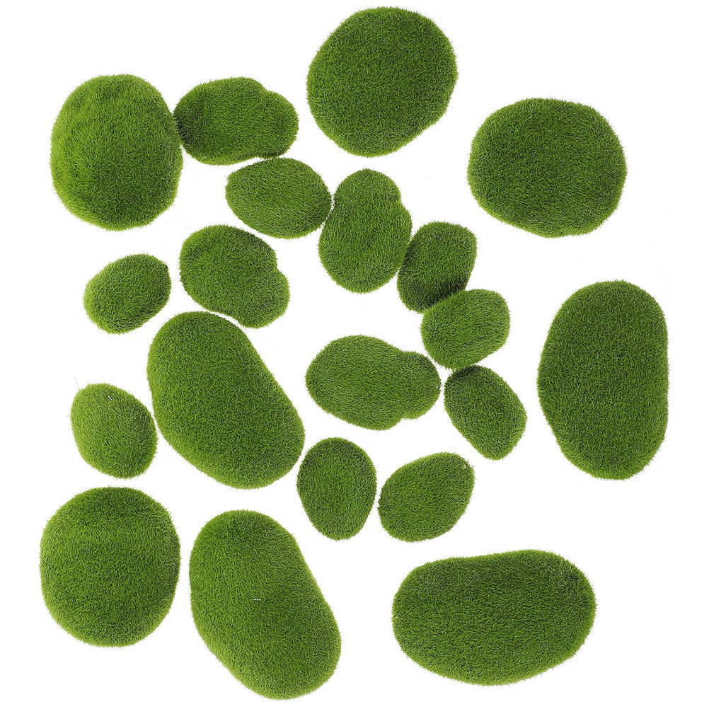 25 Pcs Lifelike Green Stones For Fairy Gardens Bonsai Decoration