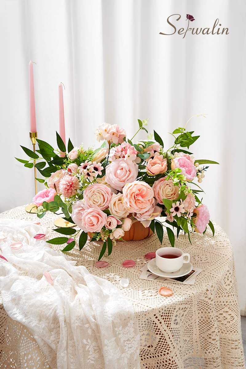 Artificial Flowers Pink Fake Silk Wedding Cake Bouquets Centerpieces Decor