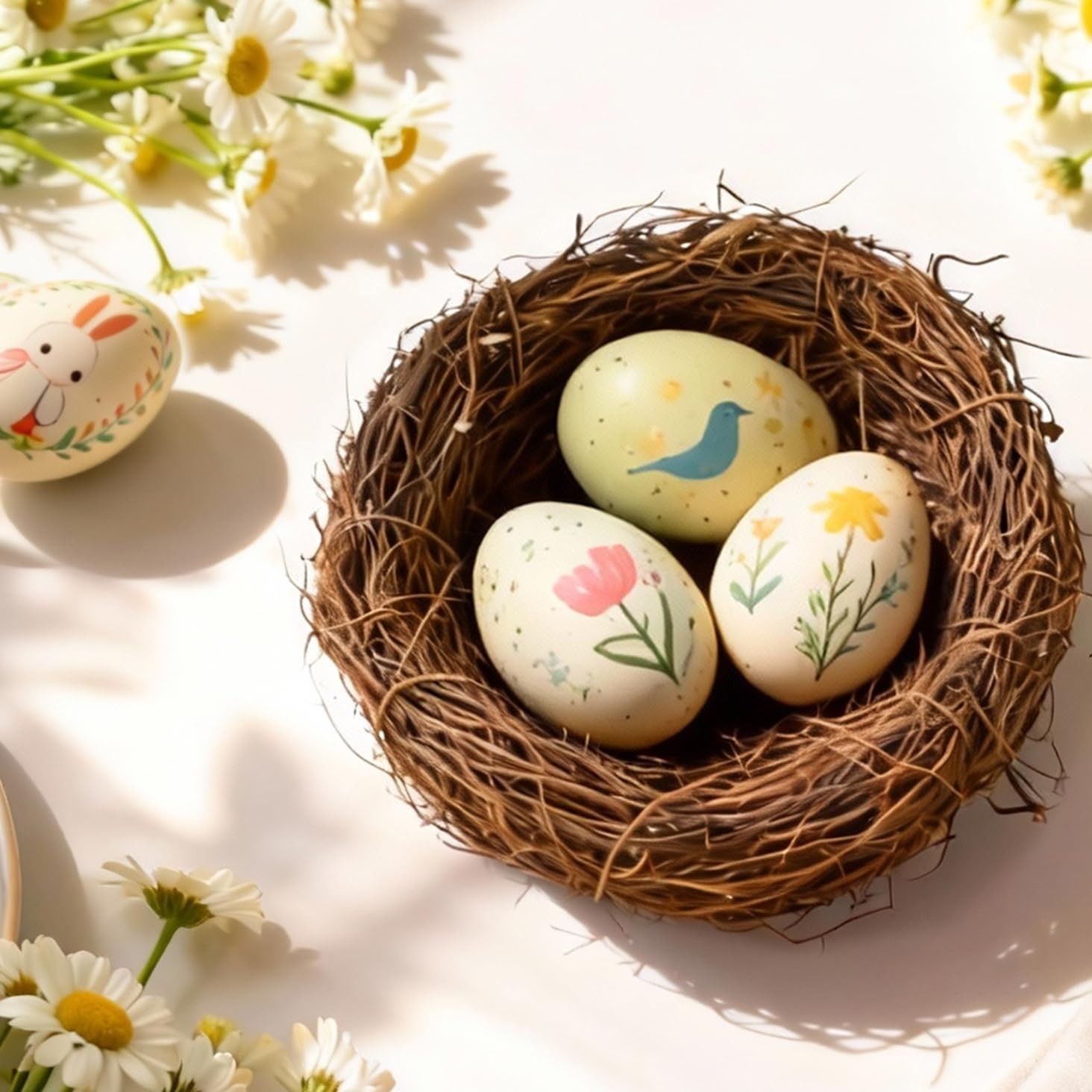 Artificial Bird Nest Ornament: 5.9In Natural Rattan Craft Nest for Easter – I…