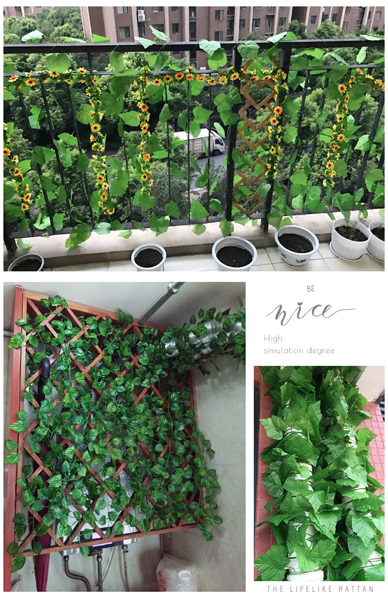 2.3m green silk artificial fake Hanging garland ivy leaf plants vine home decor