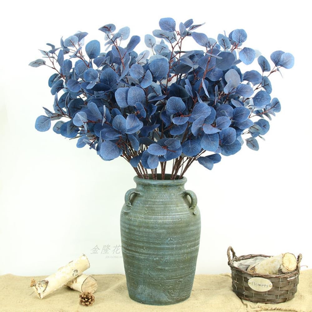 4 Pack Artificial Eucalyptus Stems Leaves 95cm Long Faux Eucalyptus Branches,…
