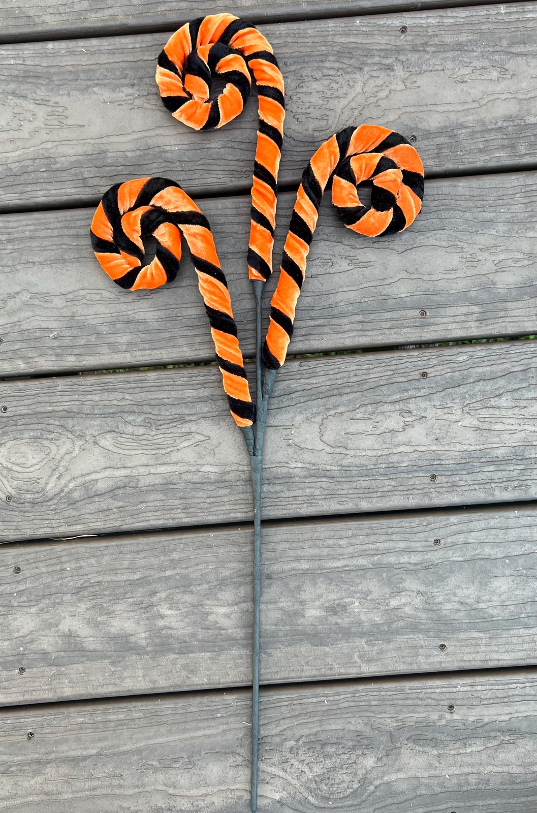 28″ Velvet Whimsy Curl Spray Black and Orange Fall Halloween Trim a Tree DIY