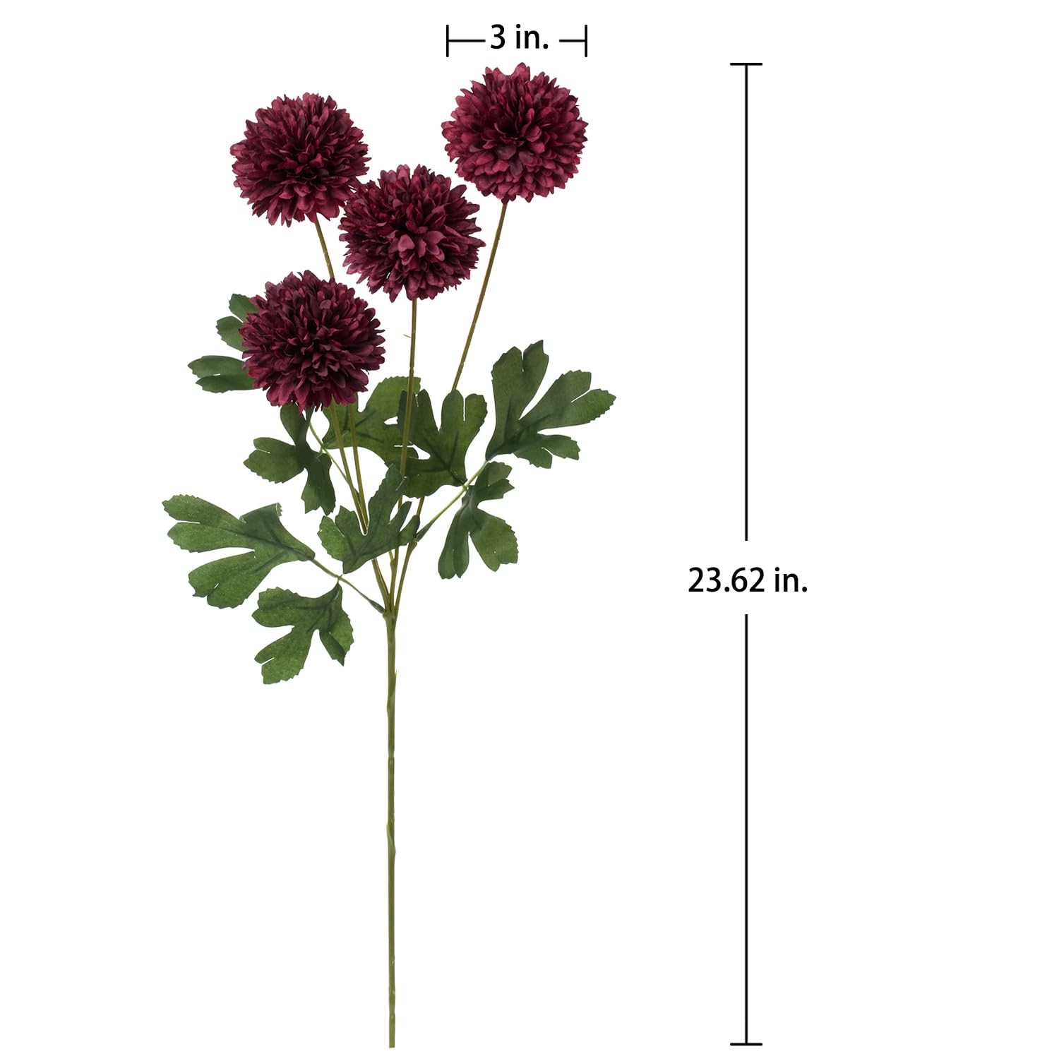 4 Pack Red 23 In Tall Faux Mums Silk Chrysanthemum Flowers Bouquet