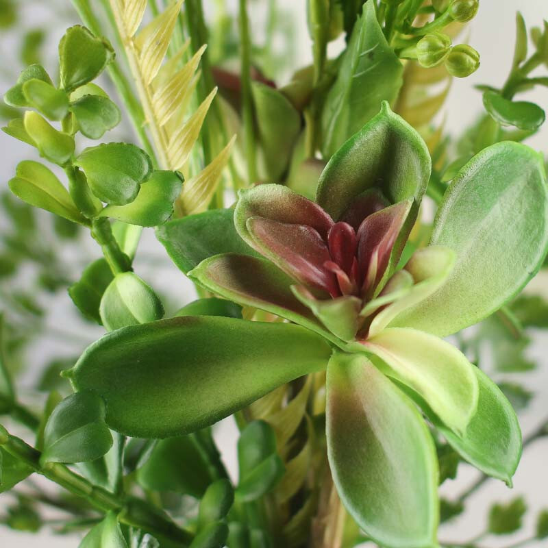 Artificial 21″ Indoor / Outdoor Fern Fiddlehead and Succulent Floral Spray