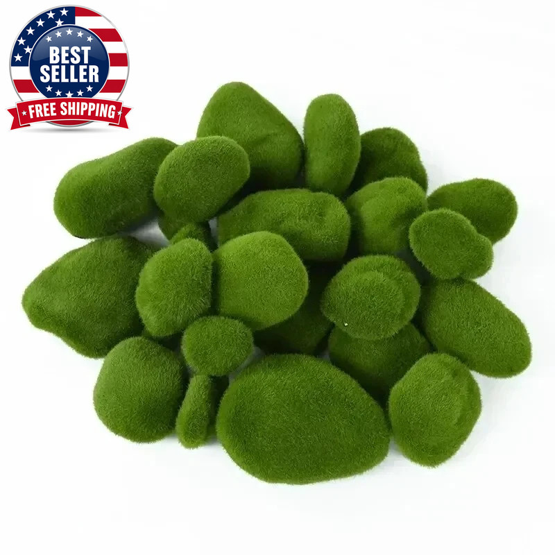 10Pcs Artificial Moss Stone Green Moss Balls Moss Rocks DIY Micro Landscape Flow