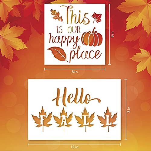 8Pcs Fall Painting Stencils Thanksgiving Drawing Templates Stencils Autumn