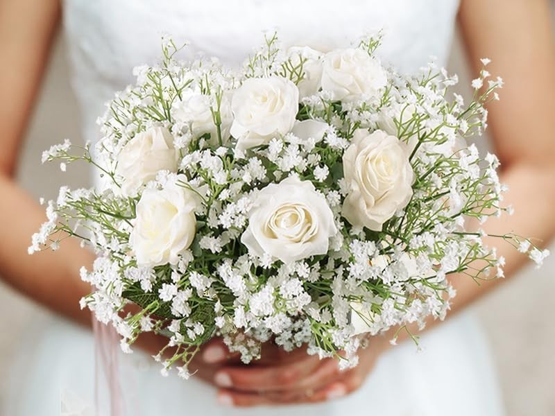 Vivid 30 PCS Faux Babys Breath Flowers – UV Resistant for -Round Beauty