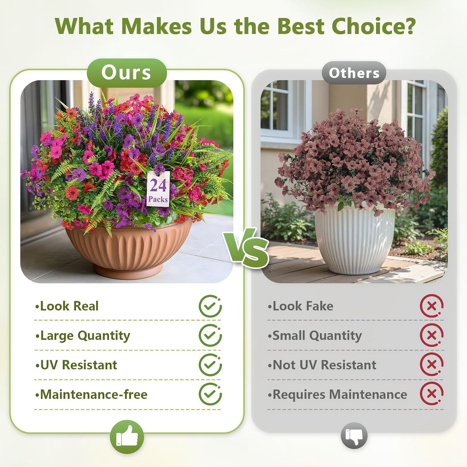 Spring 24 Bundles Faux Plants – Luxurious UV Resistant Decor for -Round Use