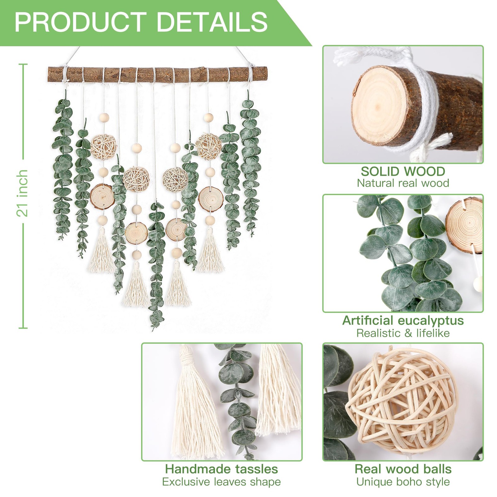 Sggvecsy 21’’ Eucalyptus Wall Hanging Decor Artificial Eucalyptus Plant Fake
