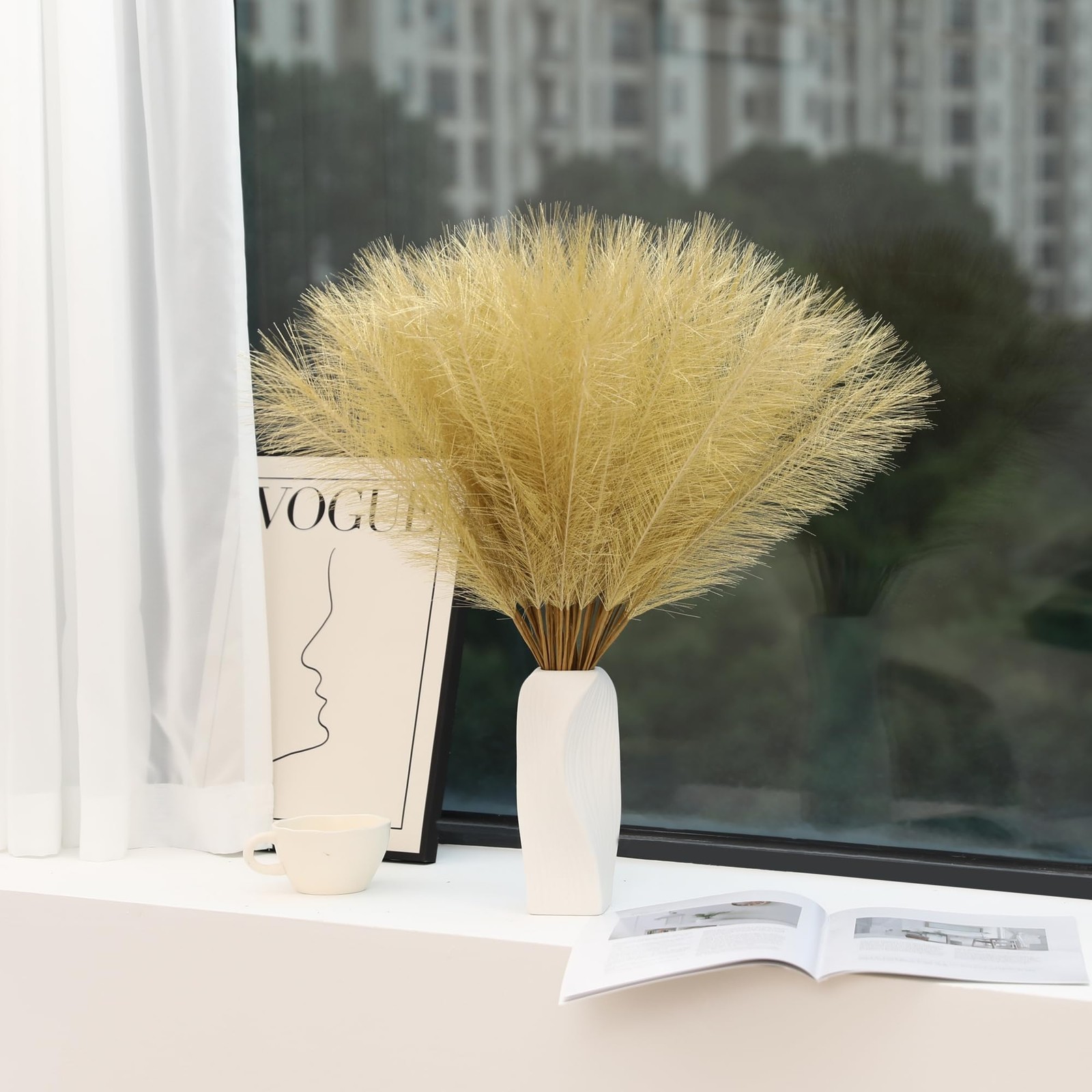 30 PCS Gold Faux Pampas Grass 24 Inch Wall Decor Mini Artificial Glam Room