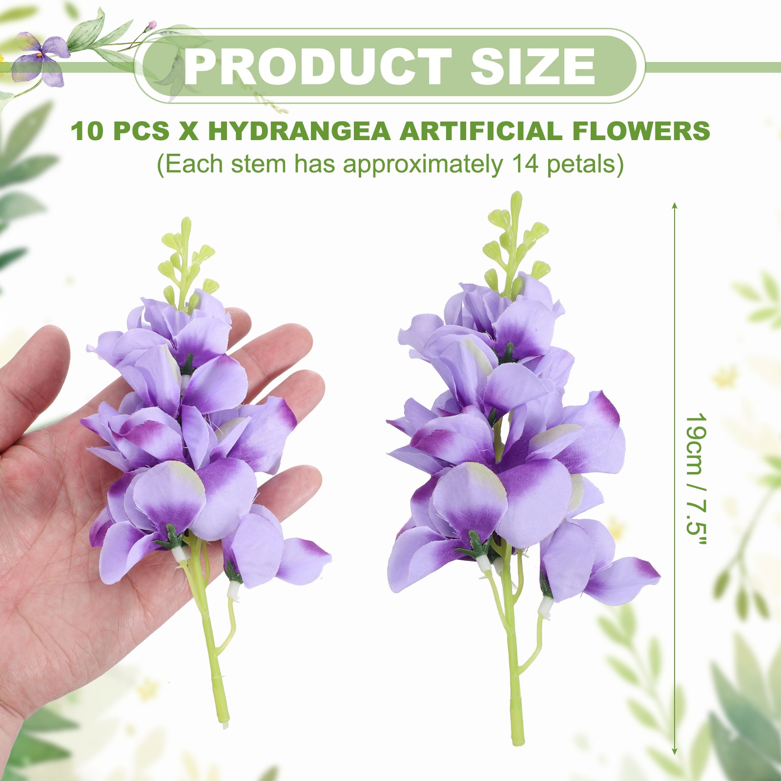 10Pcs Floating Flowers for Centerpieces Artificial Hydrangea Blue Violet)
