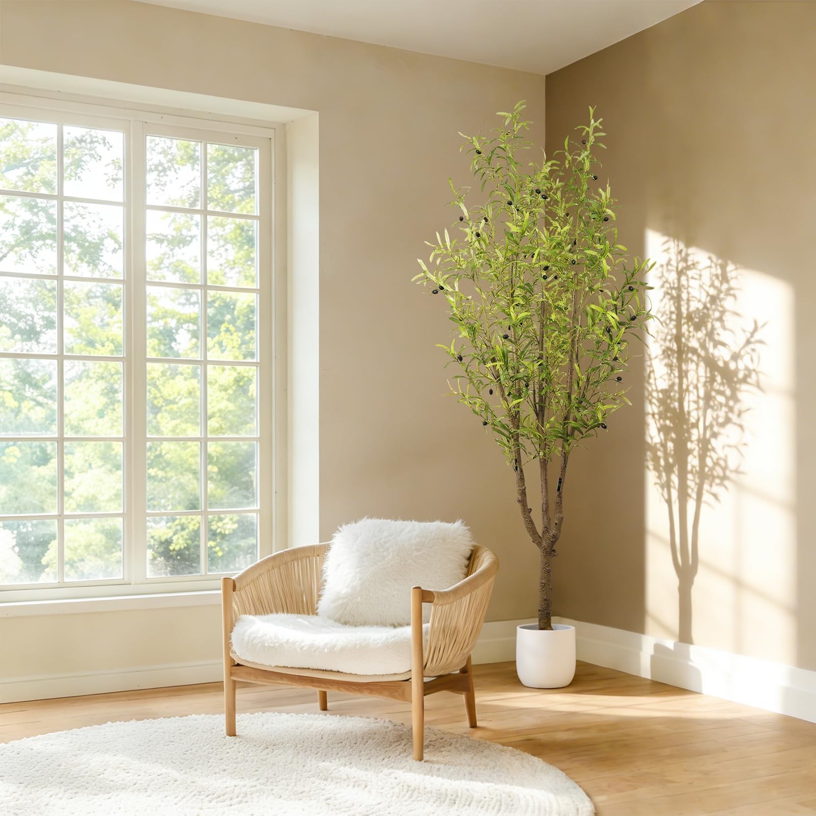 7FT Faux Olive Tree for Artificial Olive Tree Floor Plants Indoor Decor