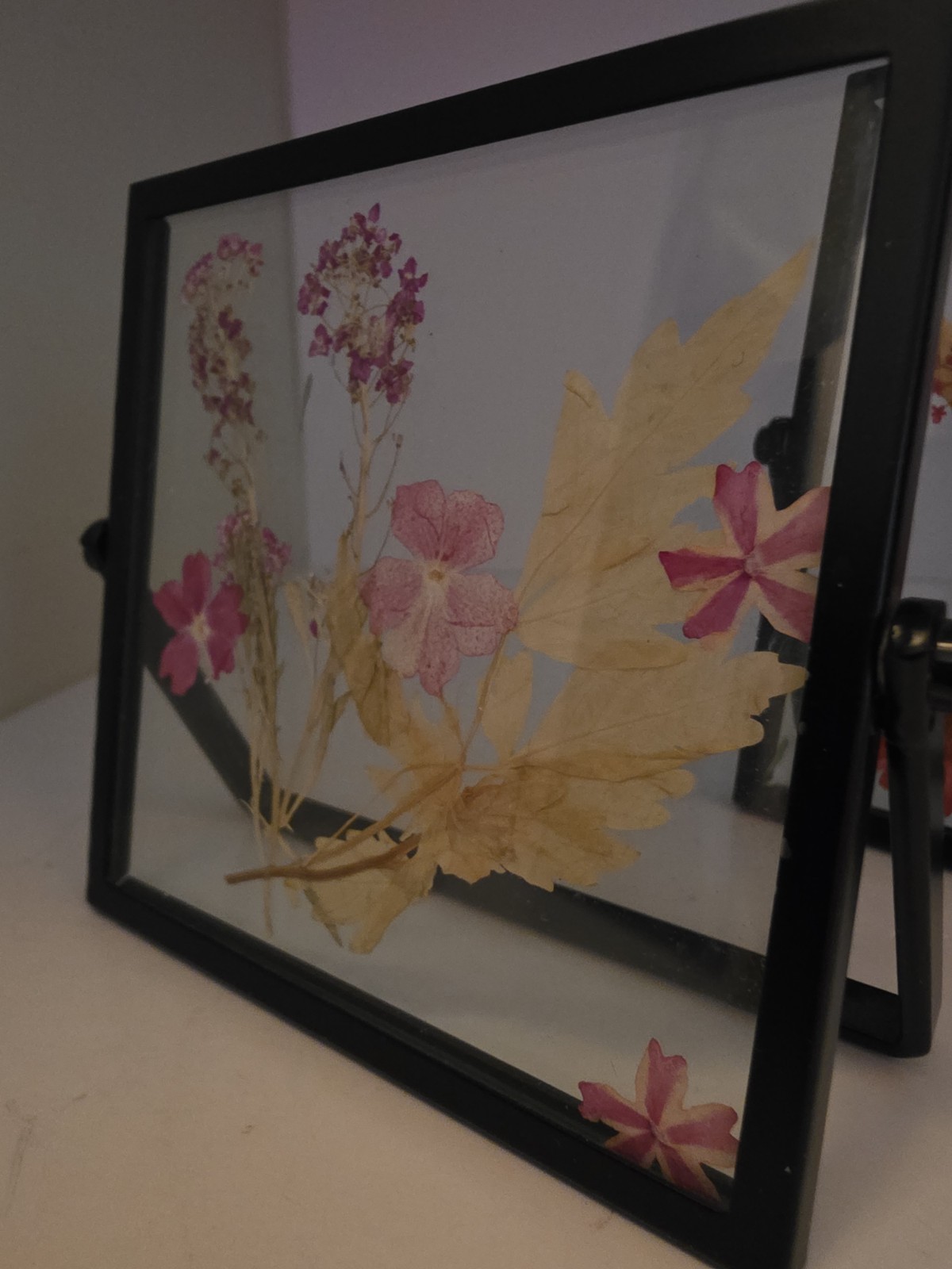 Real Pressed Flower Framed Art Easel