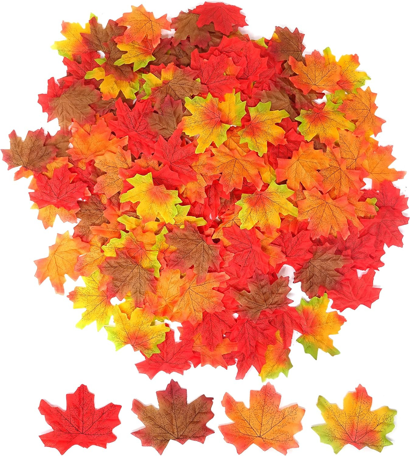 200PCS 8Cm/3.1Inch Assorted Color Artificial Maple Leaves Fall Leaves for Weddin