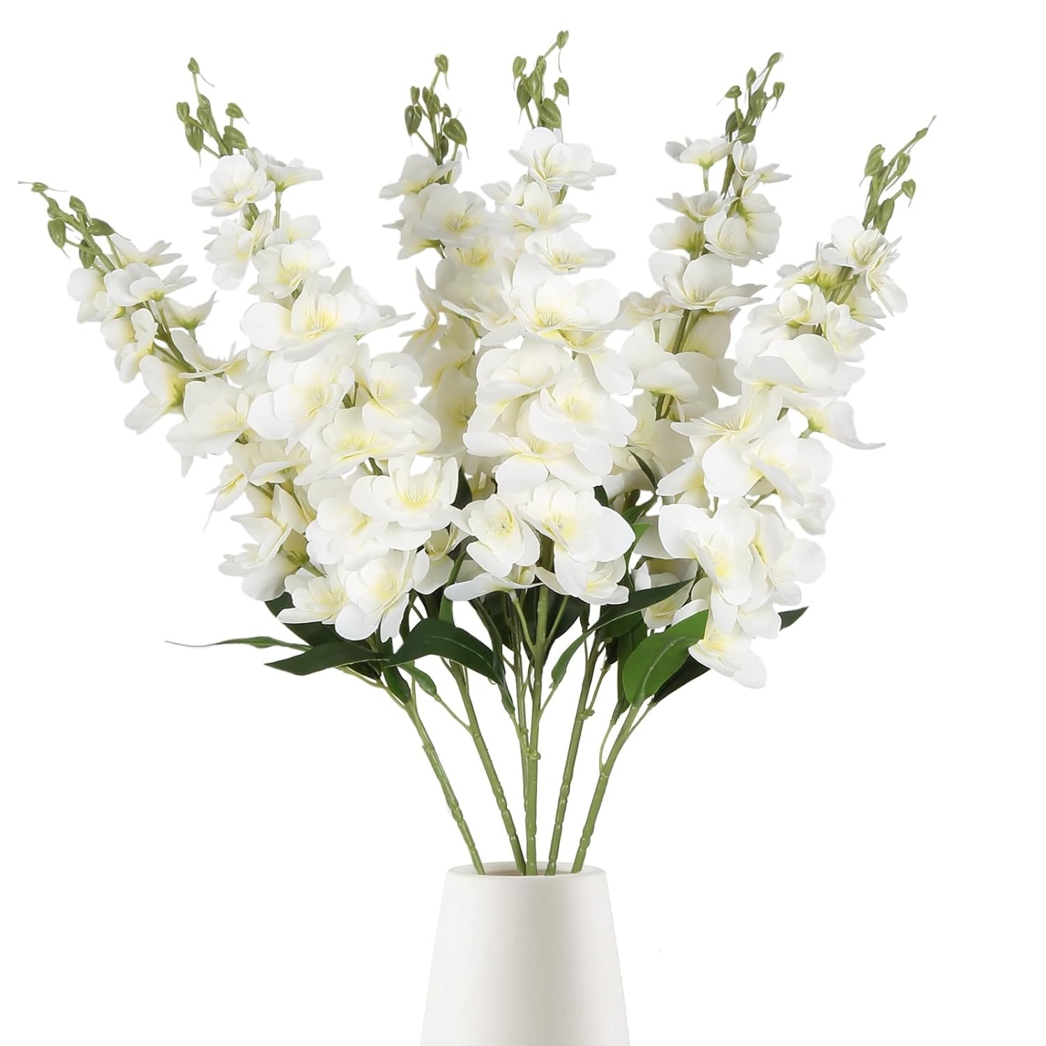 Artificial White Delphinium Larkspur Flowers 6PCS 33″ Long Artificial