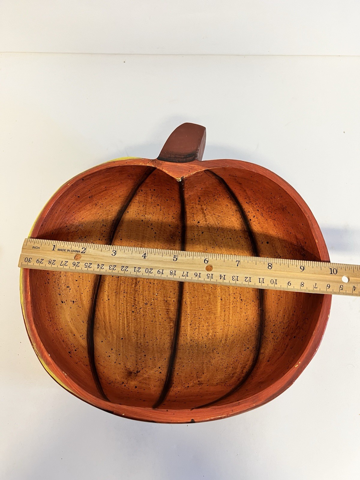 Wood Pumpkin Bowl w/ Fall Leaf Berry Pinecone Wreath Autumn Thanksgiving