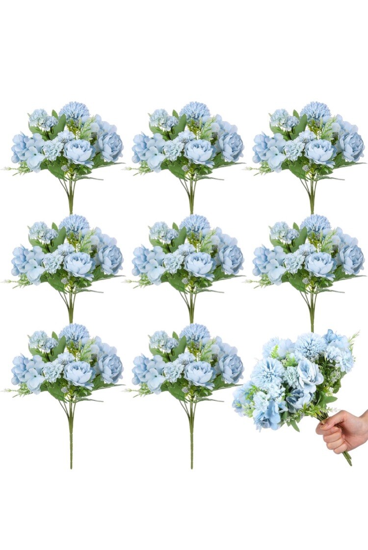 8 Ct Silk Peony Artificial Flowers Wedding Bouquet Party Arrangement Decoration