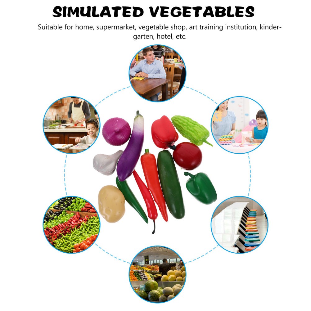 12Pcs Artificial Foam Vegetable Model Set Assorted Colors for Party Decor