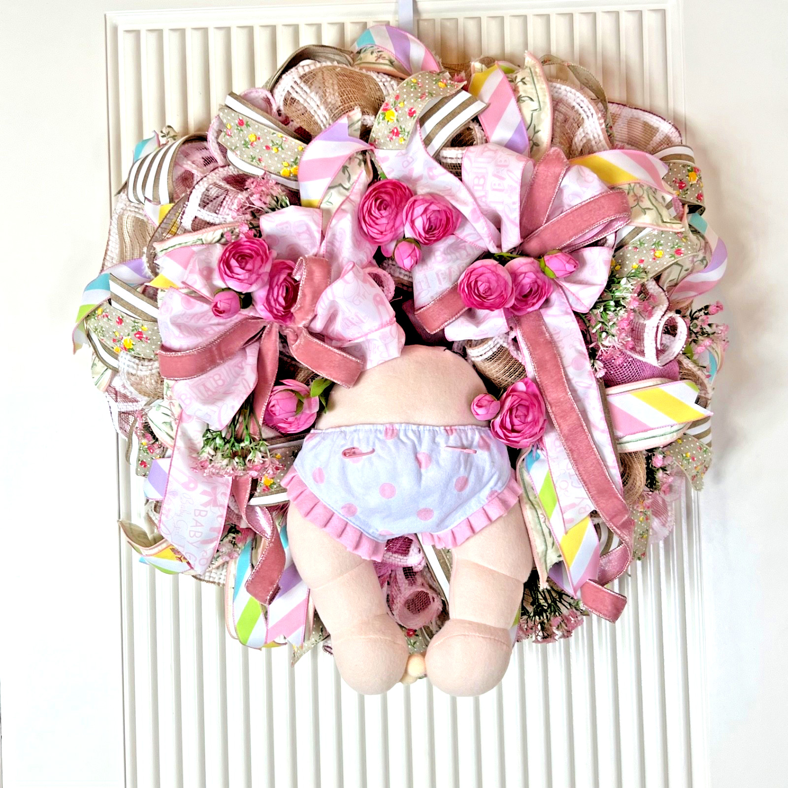 Farmhouse Wreath Everyday Wreath It’s a Girl – All Seasons Mesh Delight