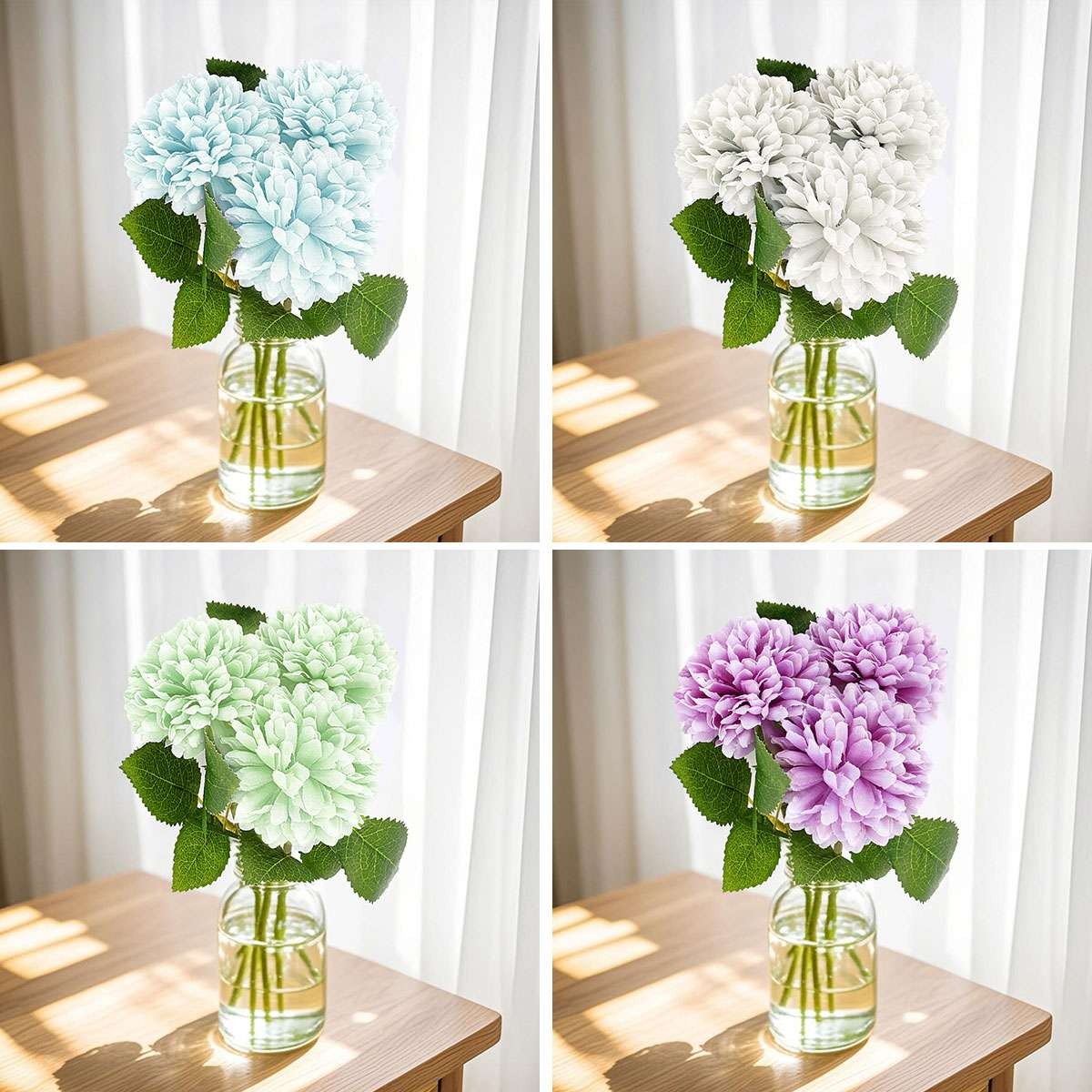 Lot Artificial Flowers Fake Chrysanthemums Ball Flower Home Outdoor Floral Decor