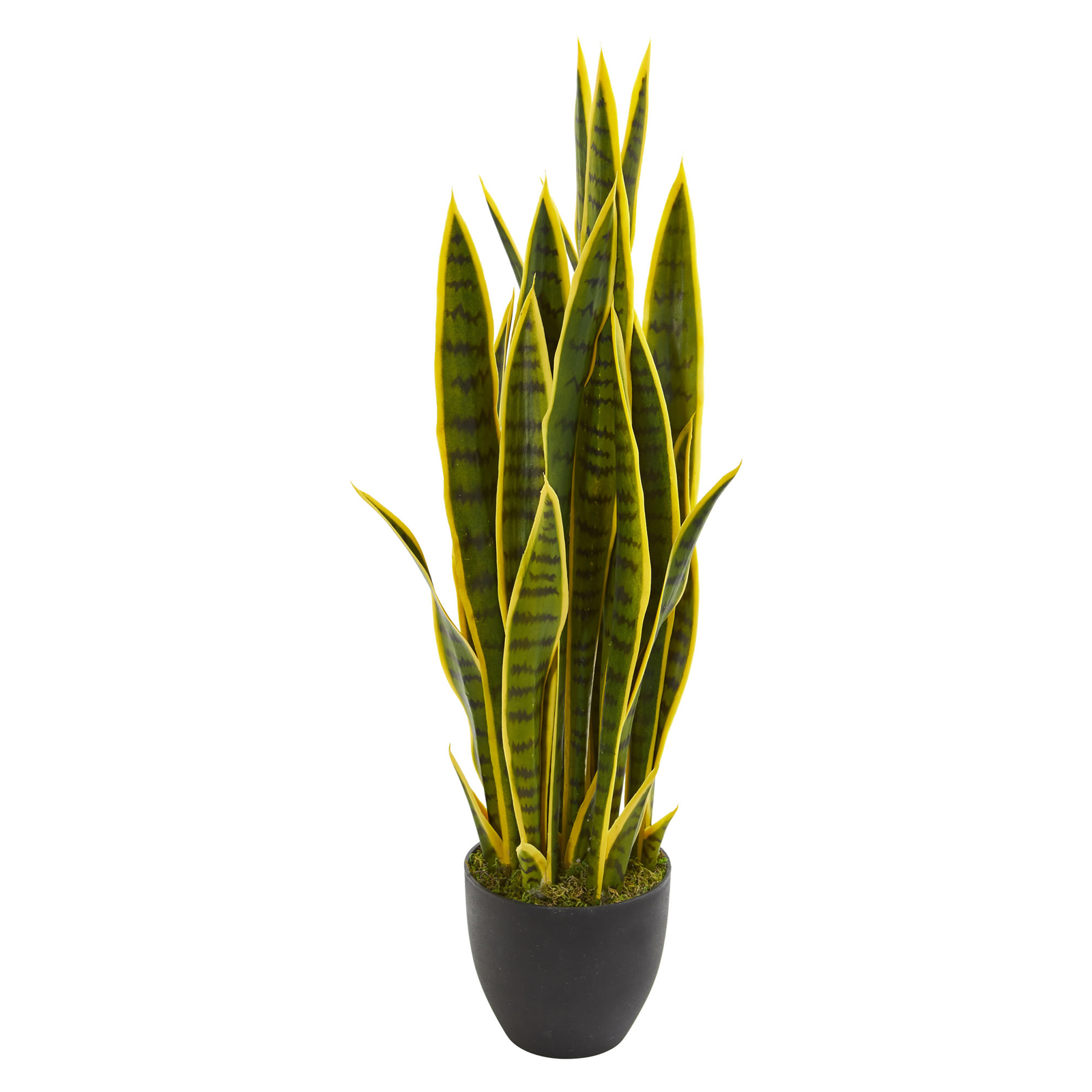 Nearly Natural 33” Sansevieria Artificial Plant Dark Green Stripes & Yellow Line