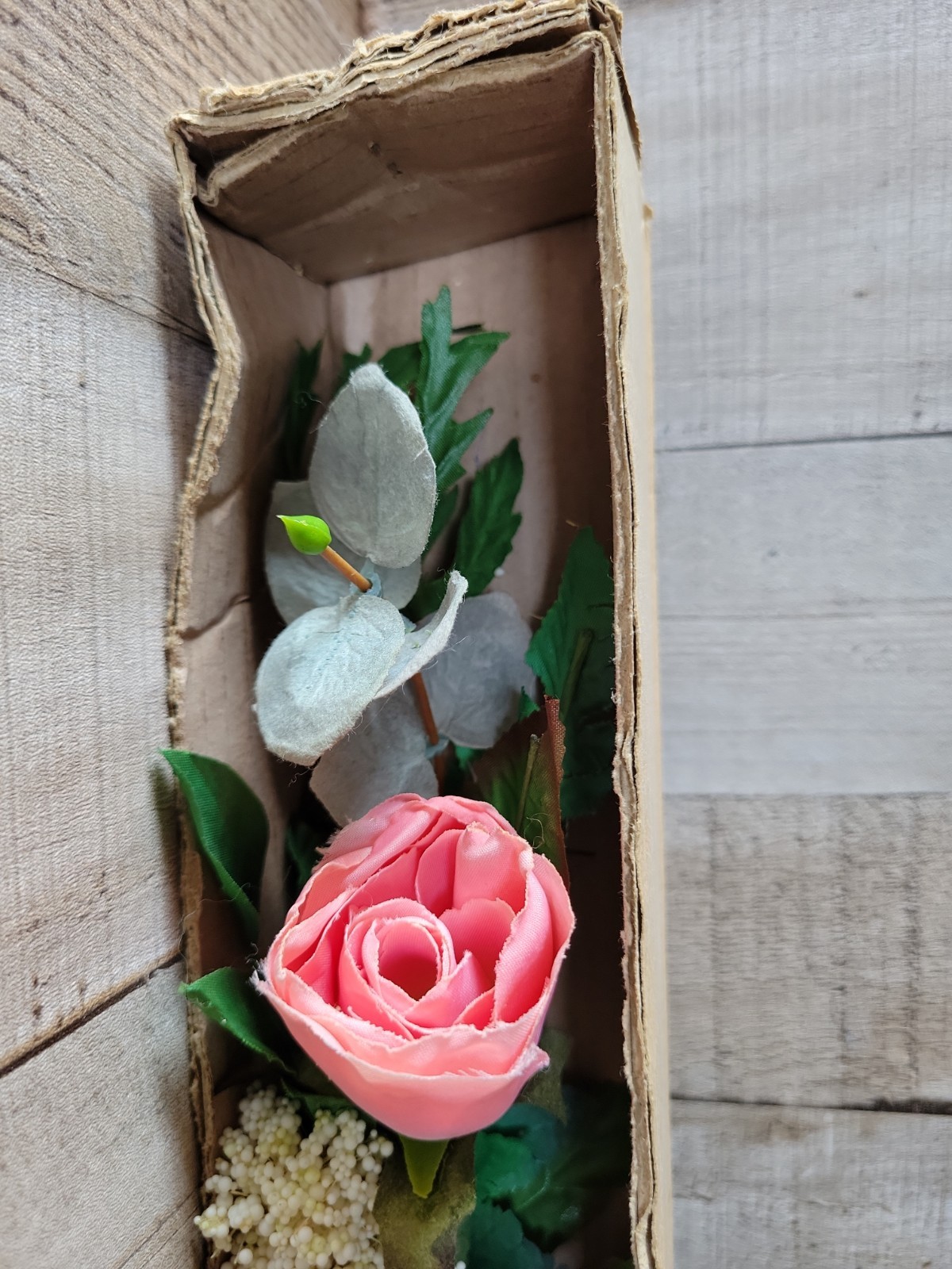 Home Interiors Pink Faux Silk Roses Swag Floral Bouquet New In Box Vintage Rose