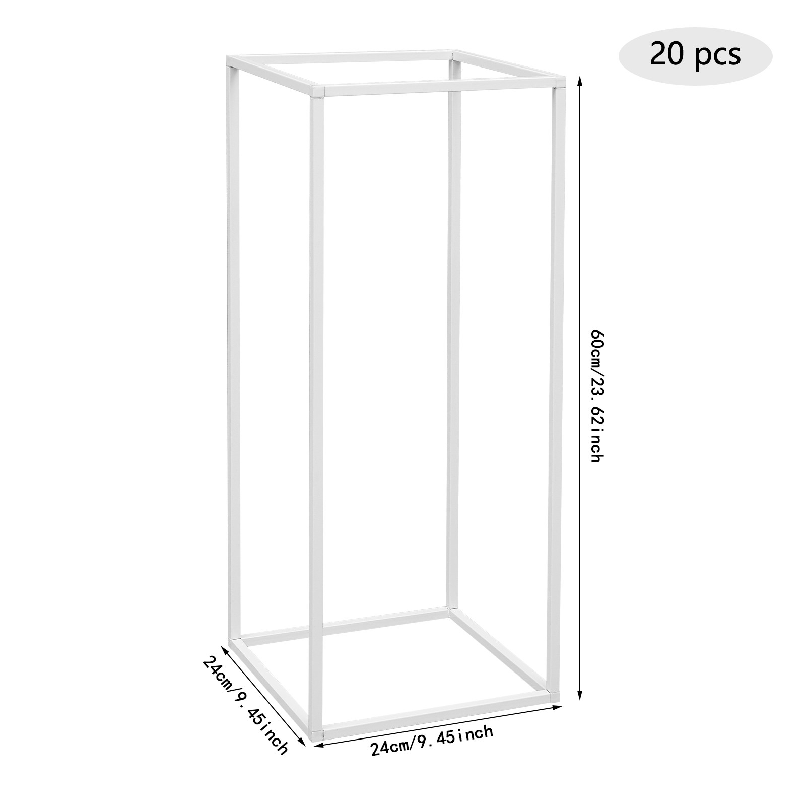 20Pcs Gold White Wedding Flower Stands, Rectangular Floral Table Decorations
