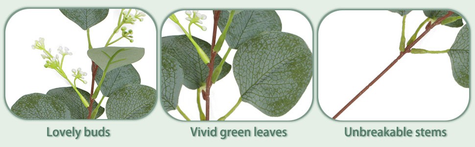 120 PCS Artificial Eucalyptus Stems Bulk Faux Silver Dollar Leaves for Vase